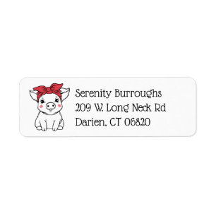 Cute Pig Lover Farmer Funny Farm Animal Piglet Return Address Label