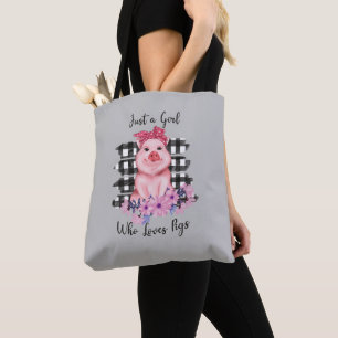 cute pig lover girls tote bag