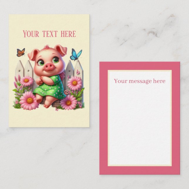 Cute pig lovers add message card (Front/Back)