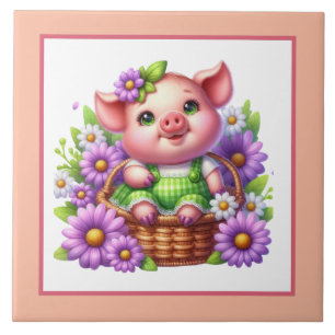 Cute pig lovers Country Ceramic Tile
