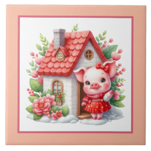 Cute pig lovers Country Ceramic Tile