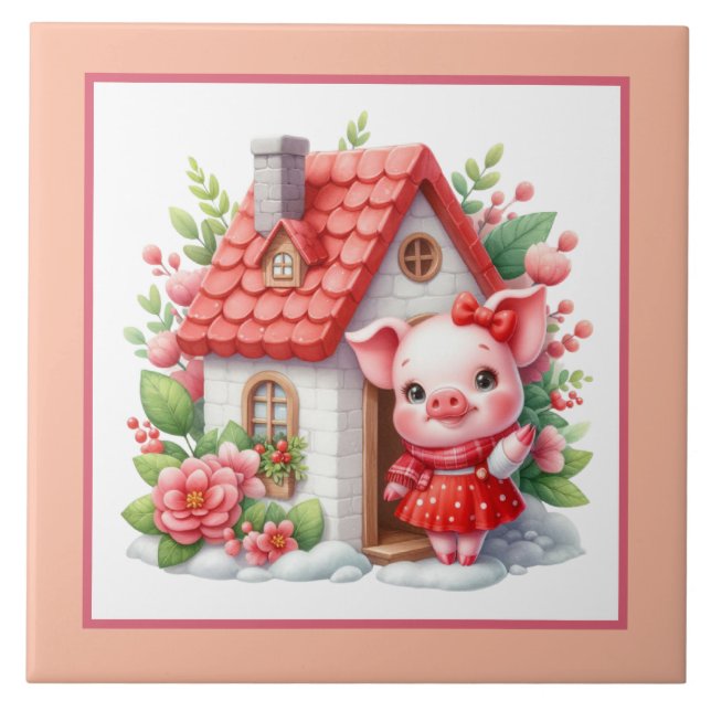 Cute pig lovers Country  Ceramic Tile (Front)