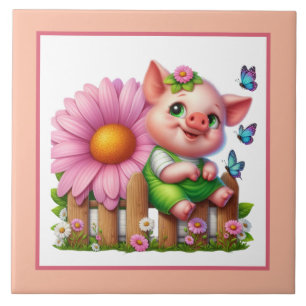 Cute pig lovers Country Ceramic Tile