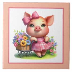 Cute pig lovers Country Ceramic Tile