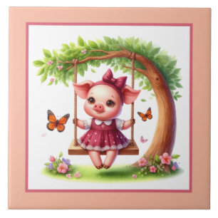 Cute pig lovers Country Ceramic Tile
