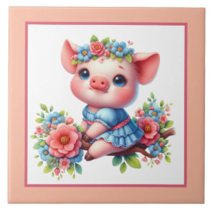 Cute pig lovers Country Ceramic Tile