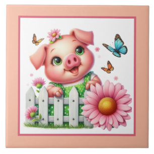 Cute pig lovers Country Ceramic Tile