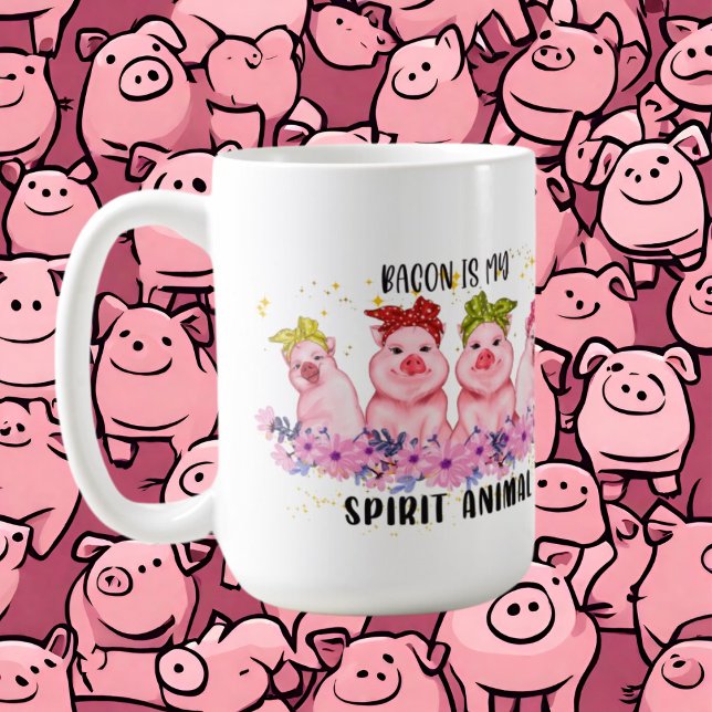 cute pig lovers girl add monogram coffee mug (Creator Uploaded)