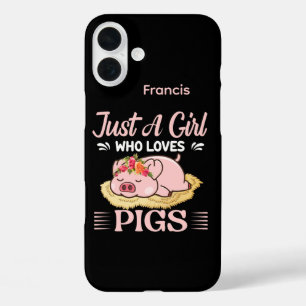 Cute pig lovers word art iPhone 16 plus case