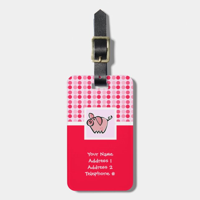 Cute Pig Luggage Tag (Front Vertical)