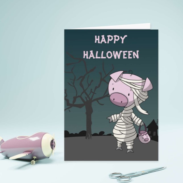 Cute Pig Mummy Halloween Card (Creator Uploaded)