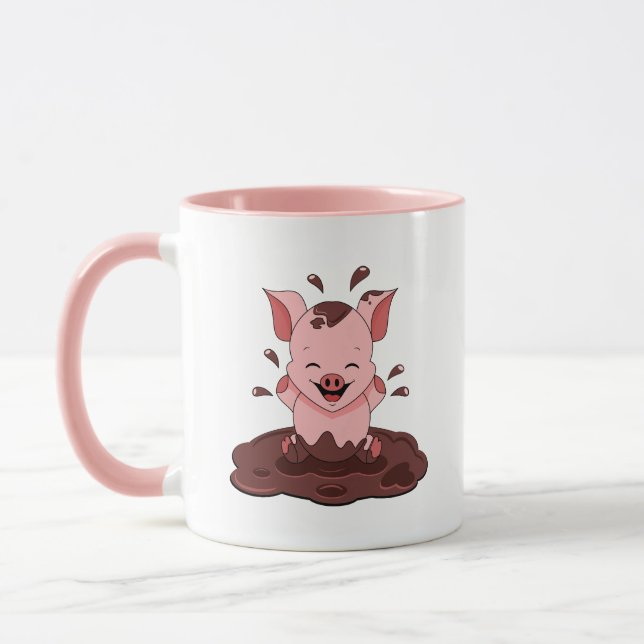 Cute Pig Playing In Mud Mug (Left)