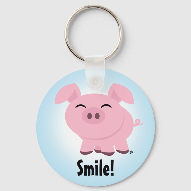 Cute Pig Smile Keychain (Front)