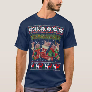 Cute Pig Sock Merry Christmas Happy Holidays Seaso T-Shirt