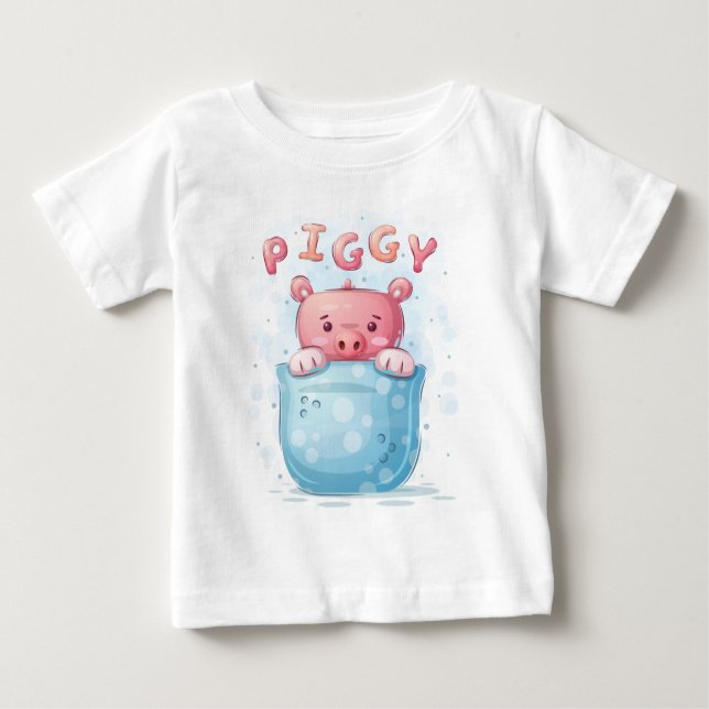 Cute Pig Taking a bath Baby T-Shirt (Front)