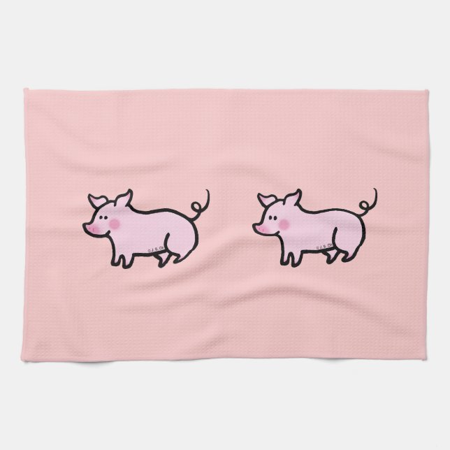 Cute pig tea towel (Horizontal)