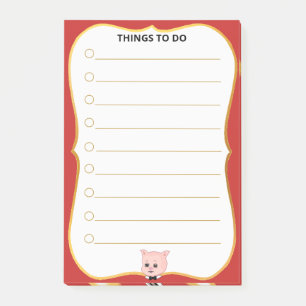 Cute Pig Things To Do Lined Post-it Notes