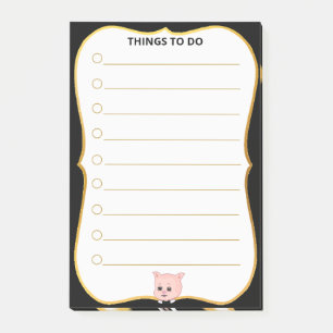 Cute Pig Things To Do Lined Post-it Notes