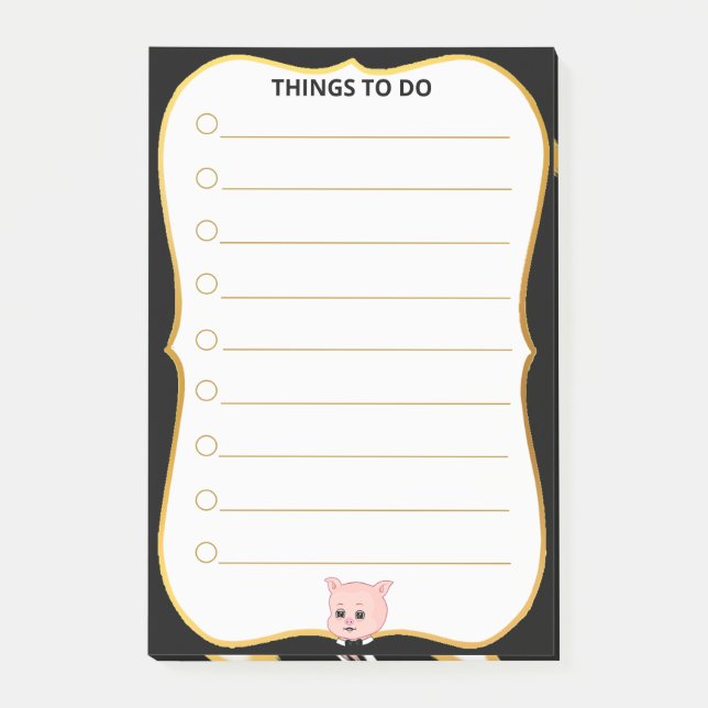 Cute Pig Things To Do Lined Post-it Notes (Front)
