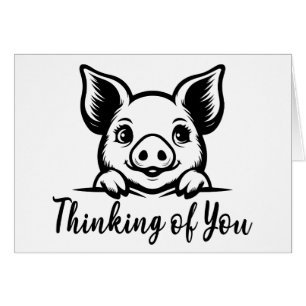 Cute Pig Thinking of You Farm Miss You Love Hello