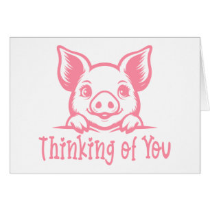 Cute Pig Thinking of You Farm Miss You Love Hello