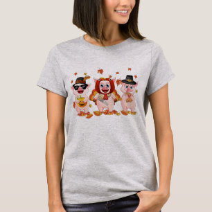 Cute Pig Turkey Costume Happy Thanksgiving Pig T-Shirt