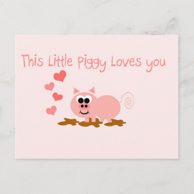 Cute Pig Valentine's Day Postcard (Front)