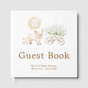 Cute Pig Wheelbarrow Baby Shower Guest Book
