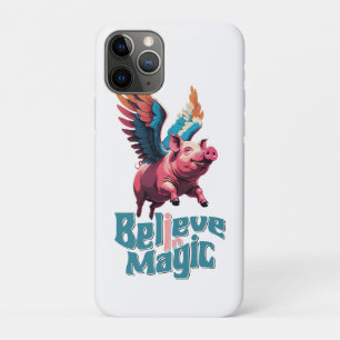 Cute Pig with Colourful wings Believe in Magic iPhone 11 Pro Case