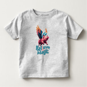Cute Pig with Colourful wings   Believe in Magic  Toddler T-Shirt