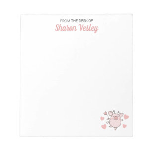 Cute Pig With Pink Hearts and Balloon To-Do List Notepad