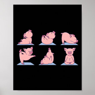 Cute Pig Yoga Swine Yoga Poses And Meditation Funn Poster