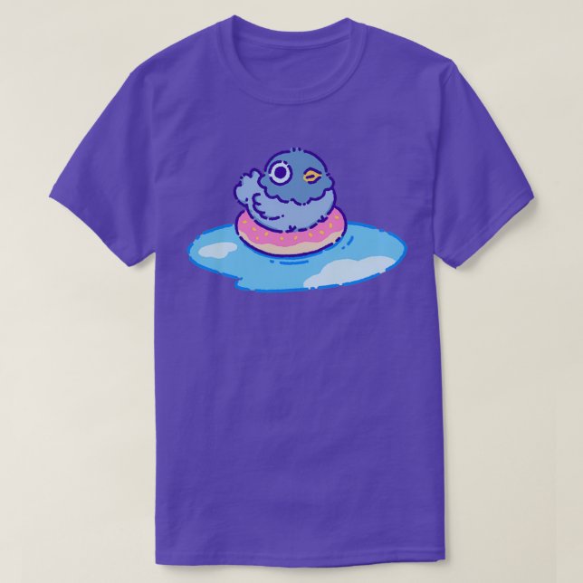 Cute pigeon on a donut floater in a puddle Limited T-Shirt (Design Front)