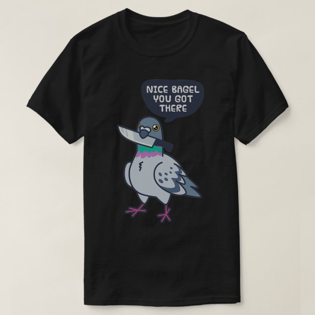 Cute Pigeon With A Knife 8 T-Shirt (Design Front)