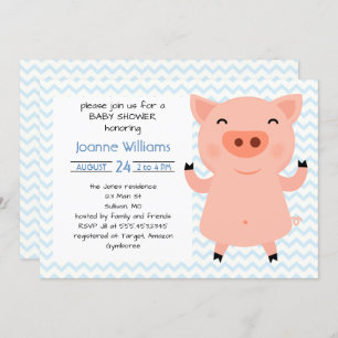 Cute Piggy Baby Shower For Girl Invitation