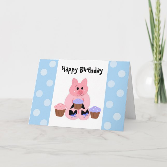 Cute Piggy Birthday Card (Front)