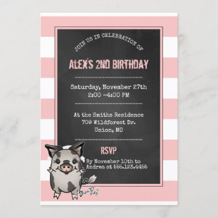 Cute Piggy Birthday Party Invitation