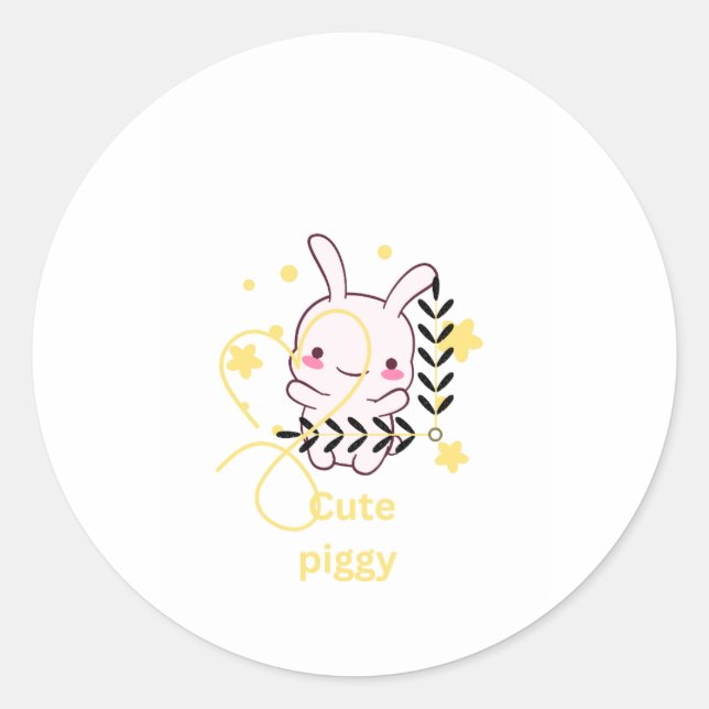 Cute. Piggy  Classic Round Sticker (Front)