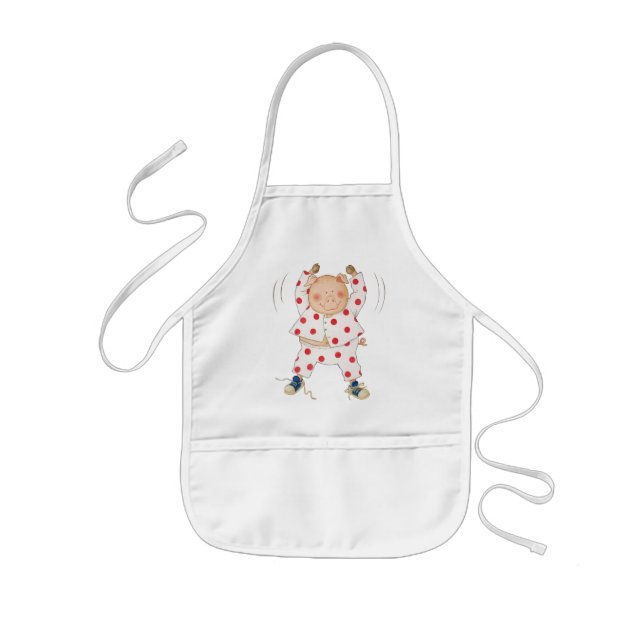 Cute Piggy Exercising Kids Apron (Front)