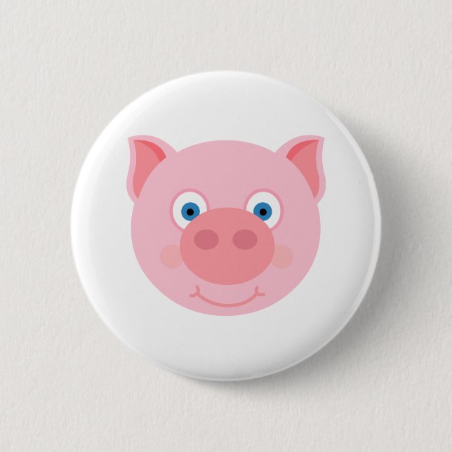 Cute piggy face 6 cm round badge (Front)