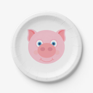 Cute piggy face paper plate