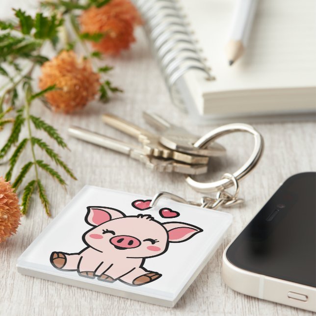 Cute Piggy Key Ring (Front Right)