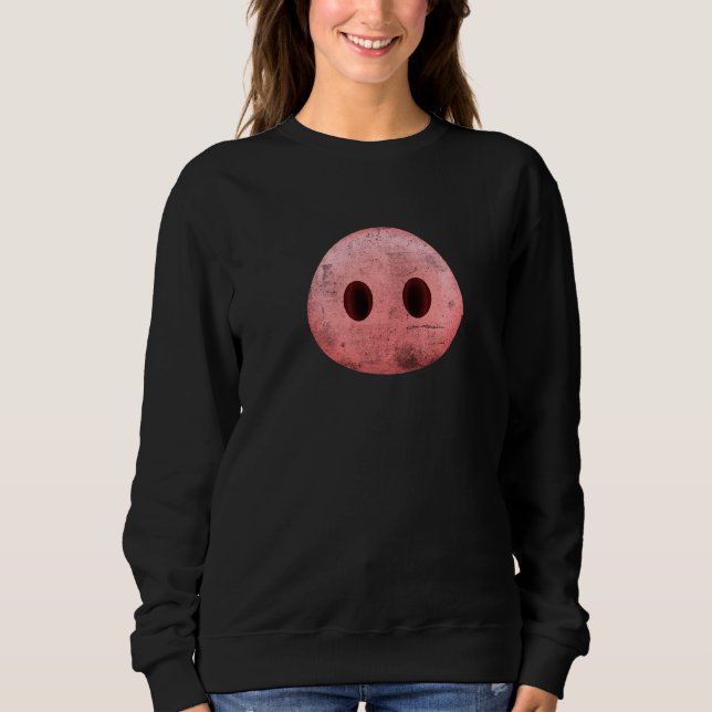 Cute Piggy Nose Farmers Animal Pigs Farming Distre Sweatshirt (Front)