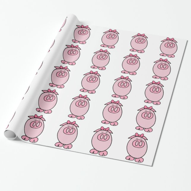 Cute Piggy Wrapping Paper (Unrolled)