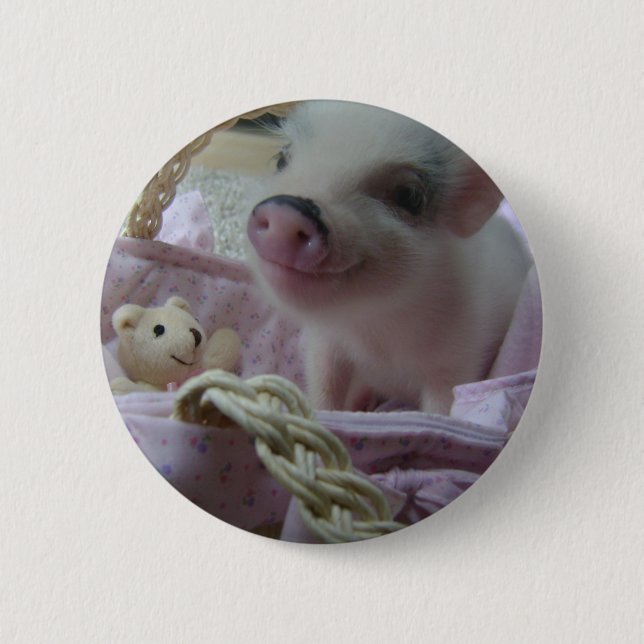 Cute Piglet 6 Cm Round Badge (Front)