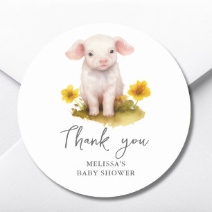 Cute Piglet Baby Shower Thank You Favour Sticker