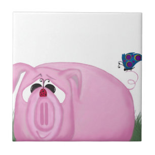 Cute Piglet Chumley And Beautiful Friends Ceramic Tile