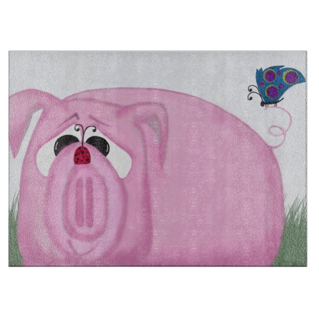 Cute Piglet Chumley And Beautiful Friends Cutting Board (Front)