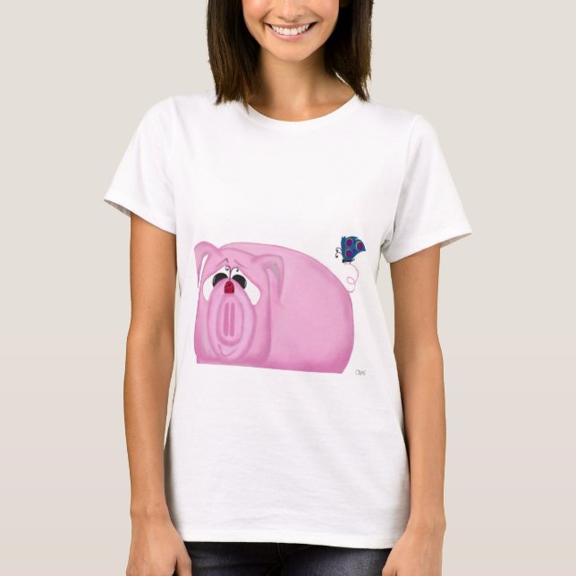 Cute Piglet Chumley And Beautiful Friends T-Shirt (Front)
