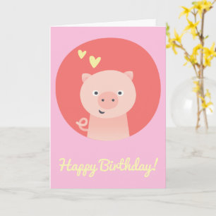 Cute Piglet - Personalised Kids Birthday Card
